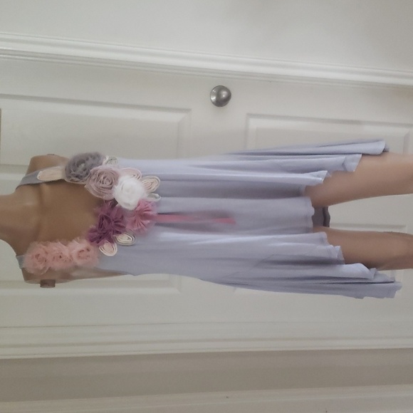 D'Closet s floral applique display scoop neck racer back flowy trapeze style - Picture 1 of 8